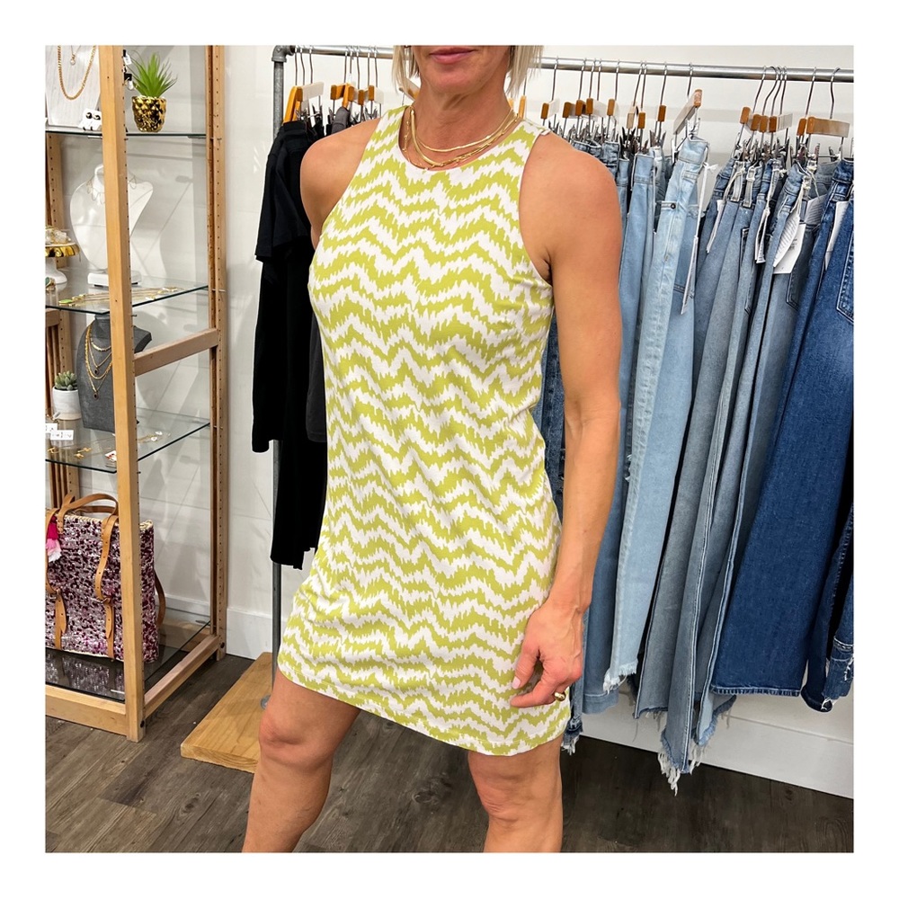 Ann Taylor chevron stripe green dress